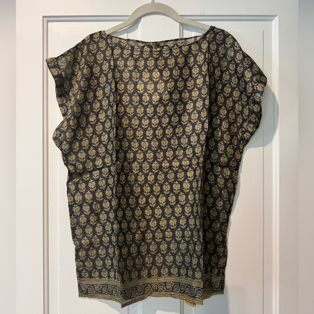 Matta Black and Gold silk vintage sari blouse